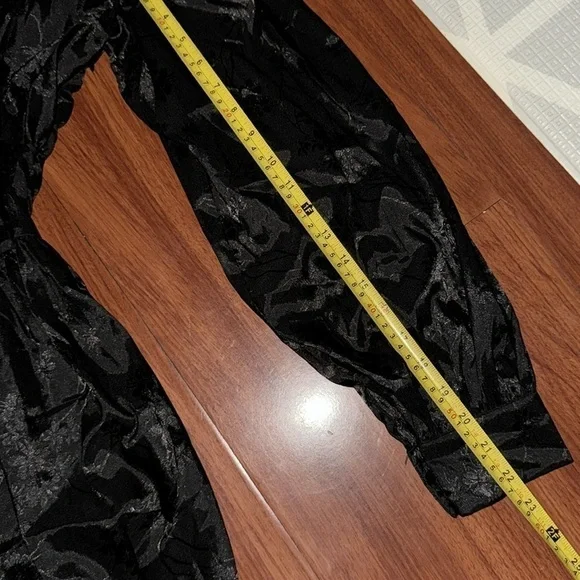 SWINGY FLORAL JACQUARD FIT & FLARE LONG SLEEVE MINI DRESS CORSET BLACK M - Picture 6 of 10